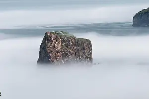 Saint: Fog at Perce Rock, Gulf of Saint Lawrence, Province o