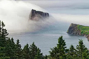 Saint: Fog at Perce Rock, Gulf of Saint Lawrence, Province o