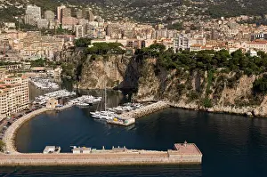 Monte: Fontvieille harbour and Monaco, View from