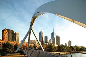 Southbank: Footbridge from Southbank looking towards Flinders