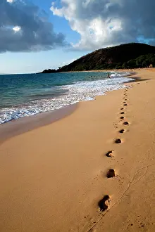 Tranquility: Footprints on Big Beach, Makena, Maui, Hawaii