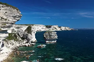 Falaise: France, Corsica, Bonifacio, elevated view