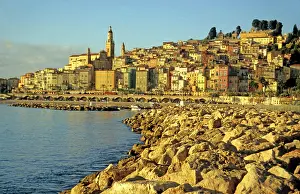 Hillside: France, Menton. French Riviera town close