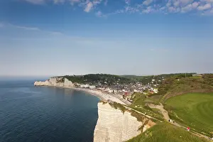Manche: France, Normandy, Etretat, elevated view
