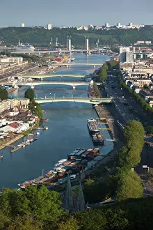 Manche: France, Normandy, Rouen, elevated city view