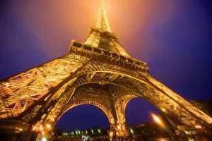 Paris: France, Paris. Looking up from base of Eiffel