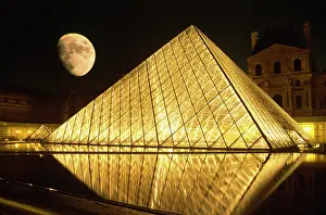 Paris: France, Paris, The Louvre Museum, Nighttime