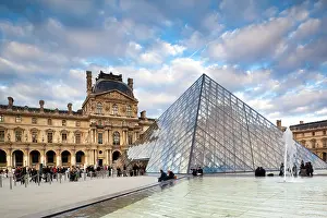 Pyramid: France, Paris, Musee du Louvre museum and