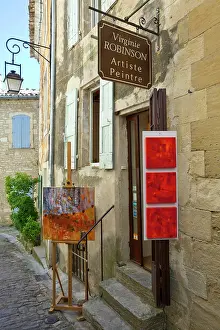 Step: France, Provence, Gorde. Art gallery sign