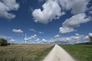 Windmill: Franconian landscape with windmill and clouds
