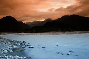 Riverbed: Franz Josef, New Zealand. A river at the