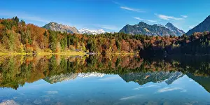 Oberallgu: Freibergsee, behind it the Allgcu Alps, Allgcu