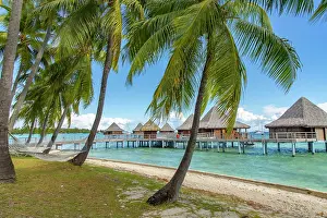 Pier: French Polynesia, Rangiroa Atoll. Overwater bungalows