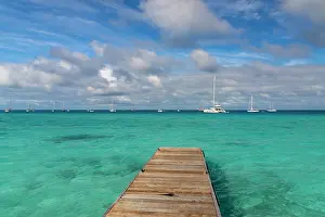 Pier: French Polynesia, Rangiroa Atoll. Pier walkway and