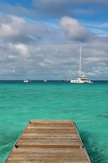 Pier: French Polynesia, Rangiroa Atoll. Pier walkway and