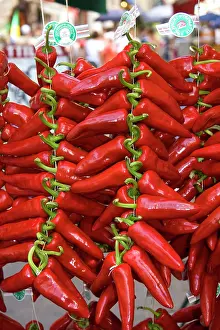 Sale: Fresh piquillo peppers for sale in the town