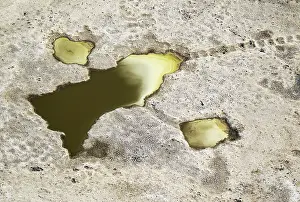Endorheic: Freshwater pools with yellowish deposits aerial view