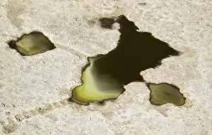 Endorheic: Freshwater pools with yellowish deposits aerial view