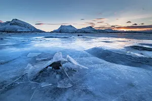 Broken: Frozen fjord with broken ice, ice landscape, Gimsoy