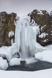 Kirkjufjell: Frozen waterfall Kirkjufjellsfoss - Iceland