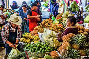 Guatemala: Fruit stalls, Solol highland market centre, Solol