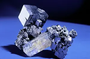 Cube: Galena with calcite