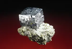 Dolomite: Galena on dolomite with chalcopyrite