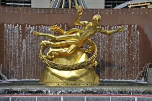 Menschen: Geografie, USA, New York City, Goldene Statue des