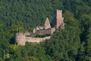 Flag: Germany, Franconai. Hillside castle along