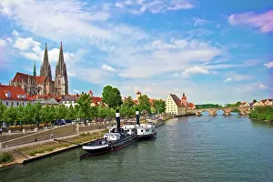 Steamboat: Germany, Regensburg, Old Town Skyline with