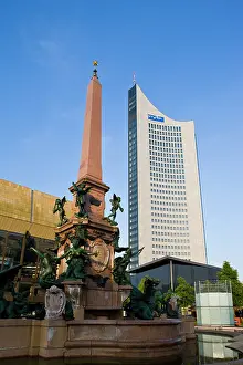 Fountain: Germany, Sachsen, Leipzig. Mende Brunnen