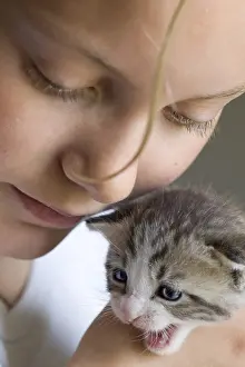 Catkin: Girl with a kitten near his face