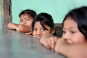 Population: Three girls, La Sabanita, Masaya, Nicaragua, Central