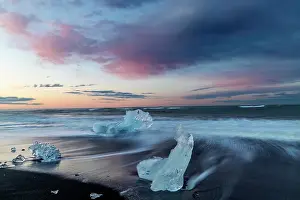 Surf: Glacial ice in the surf along the Diamond Beach