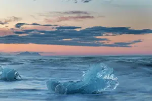 Surf: Glacial ice in the surf along the Diamond Beach