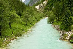 Heavily: Glacial river, heavily-coloured by glacial rock flour