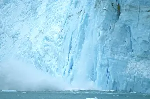 Calving: GLACIER calving - ice breaks off from face of glacier