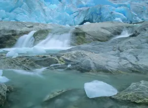 Nigardsbreen: Glacier opening - blue glacier ice and glacial