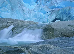Nigardsbreen: Glacier opening - blue glacier ice and glacial