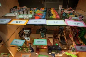 Marijuana: Glass pipes for sale at marijuana dispensary. Denver