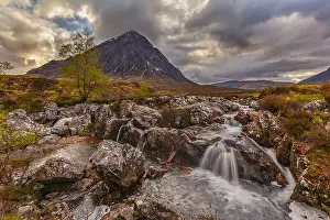 Etive: Glen Etive - water of Coupal river cascades over