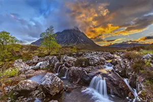 Etive: Glen Etive - water of Coupal river cascades over