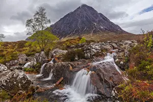 Etive: Glen Etive - water of Coupal river cascades over