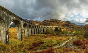 Viaduct: Glenfinnan railway viaduct, with autumn colours