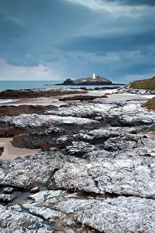 Godrevy: Godrevy - Lighthouse and island - in snow