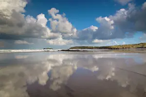 Godrevy: Godrevy - with reflections on the wet sand