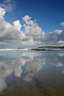 Godrevy: Godrevy - with reflections on the wet sand