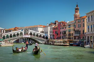Commerce: Gondolas along the Grand Canal at the Rialto