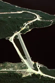 Hydro: Gordon Dam - aerial image part of the hydro-electric