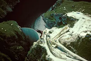 Hydro: Gordon Dam - aerial image part of the hydro-electric